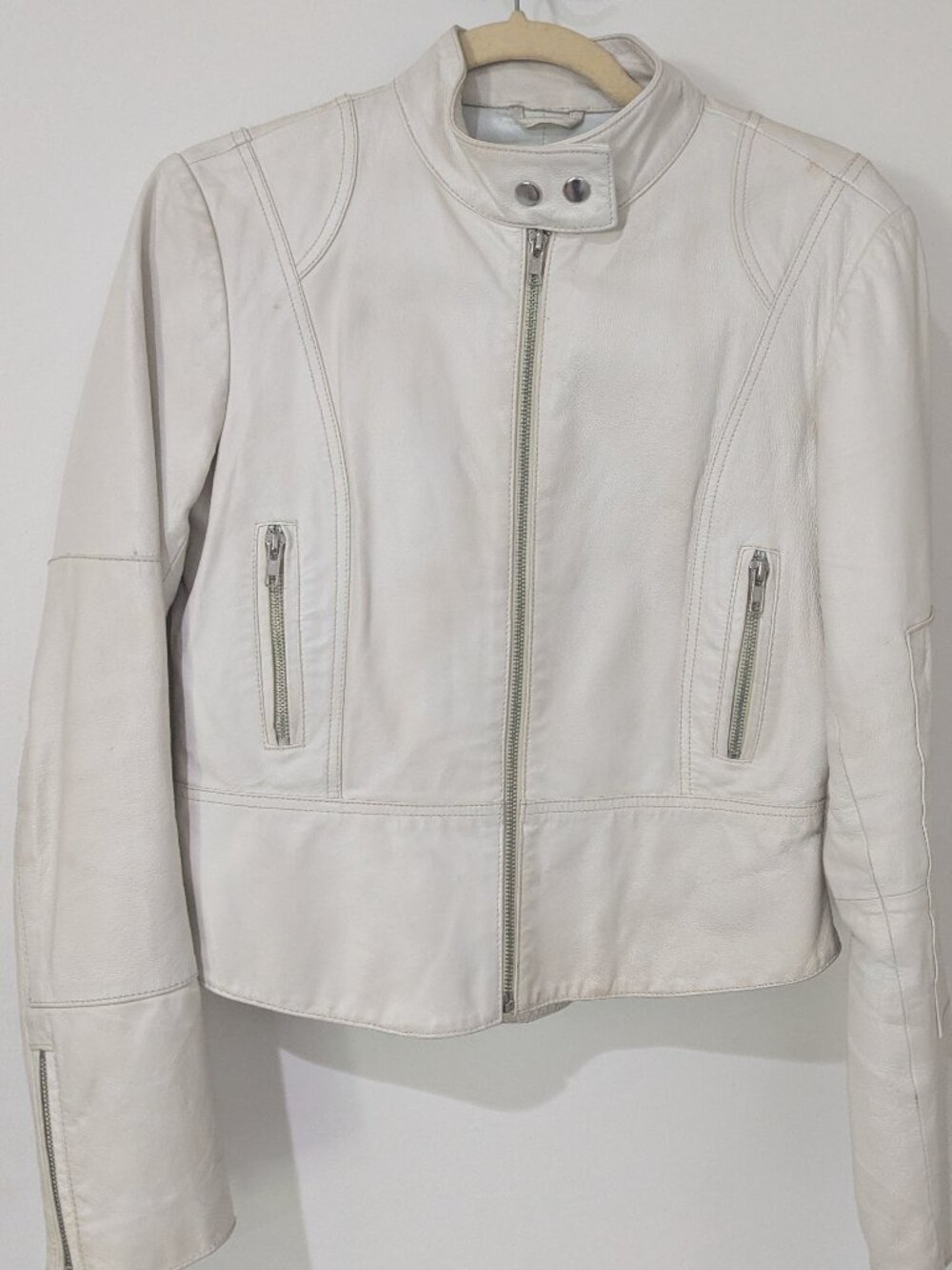 Mendocino White Leather Jacket - Size M